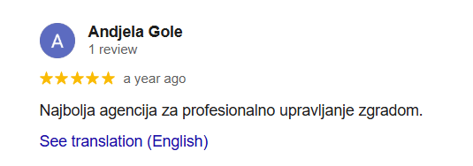 Reviews za upravnika zgrade - Andjela Gole